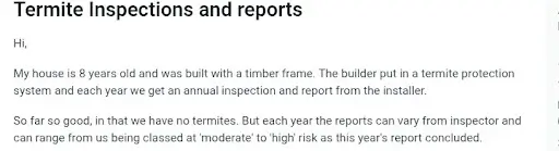 termite reticulation feedback